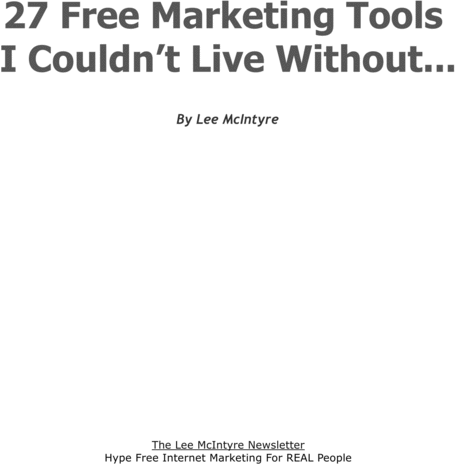 Product picture 27 Free Marketing Tools